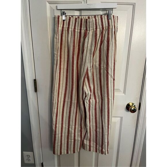 C&C California Cream & Red Stripe Wide Leg Linen Pants sz L NWOT - Picture 5 of 7